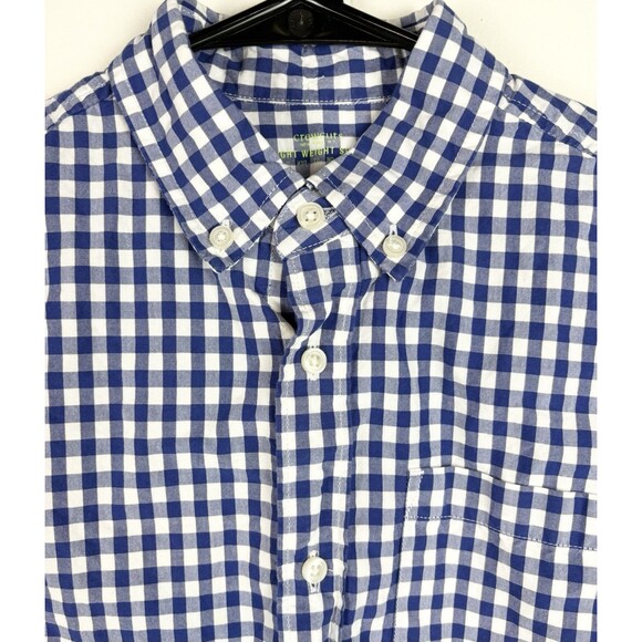 J Crew Crewcuts Boys Blue White Checkered Short Sleeve Button Down Shirt Size 10 - Picture 7 of 8